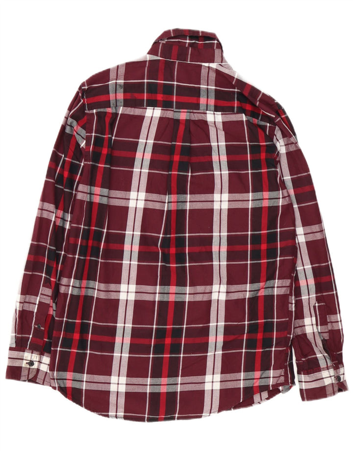 Camisa masculina de flanela Chaps pequena xadrez de algodão cor de vinho