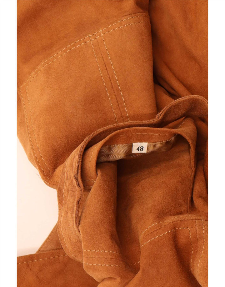 Jaqueta feminina vintage de camurça com peito duplo IT 48 XL bege