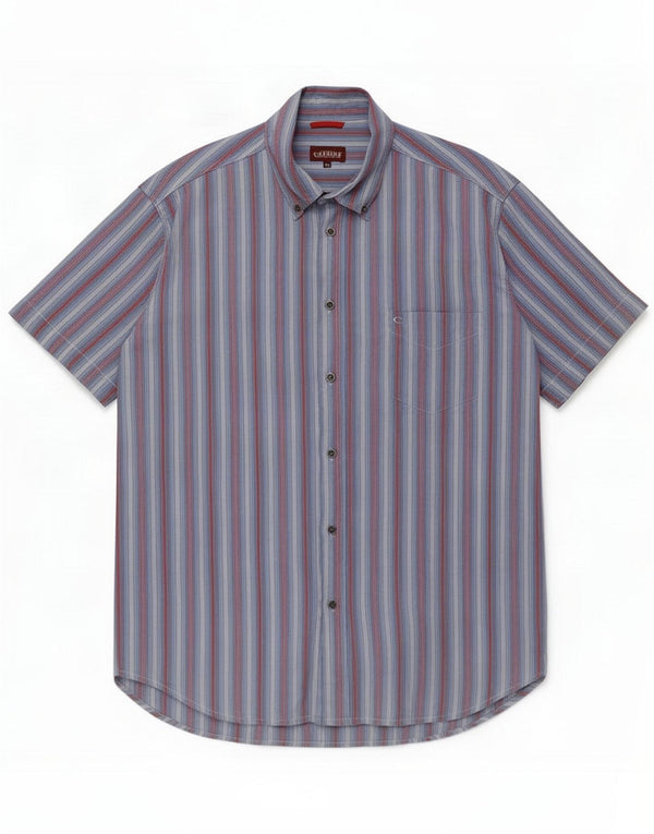 Camisa masculina de manga curta Carrera XL algodão listrado azul