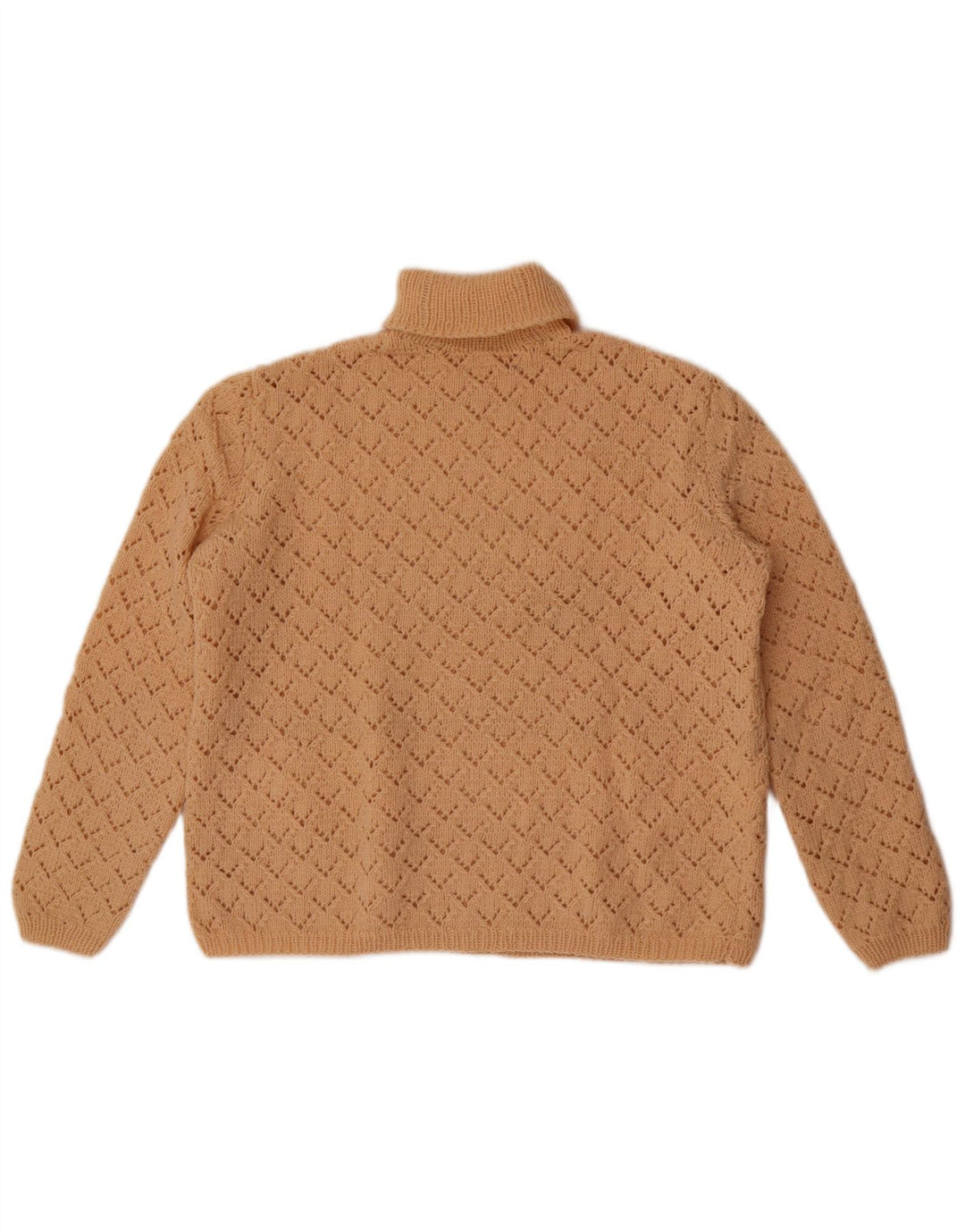 Suéter feminino vintage com gola redonda Reino Unido 14 bege médio