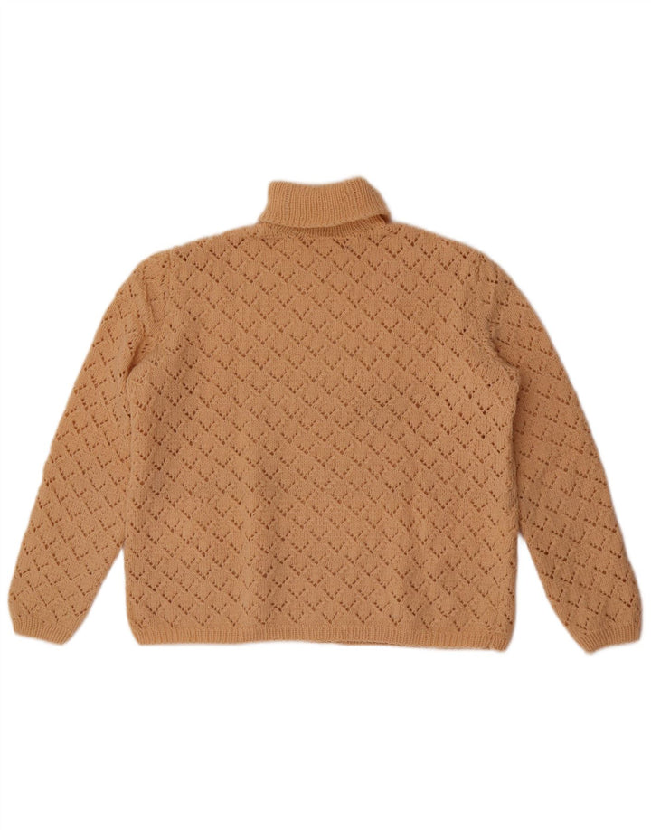 Suéter feminino vintage com gola redonda Reino Unido 14 bege médio