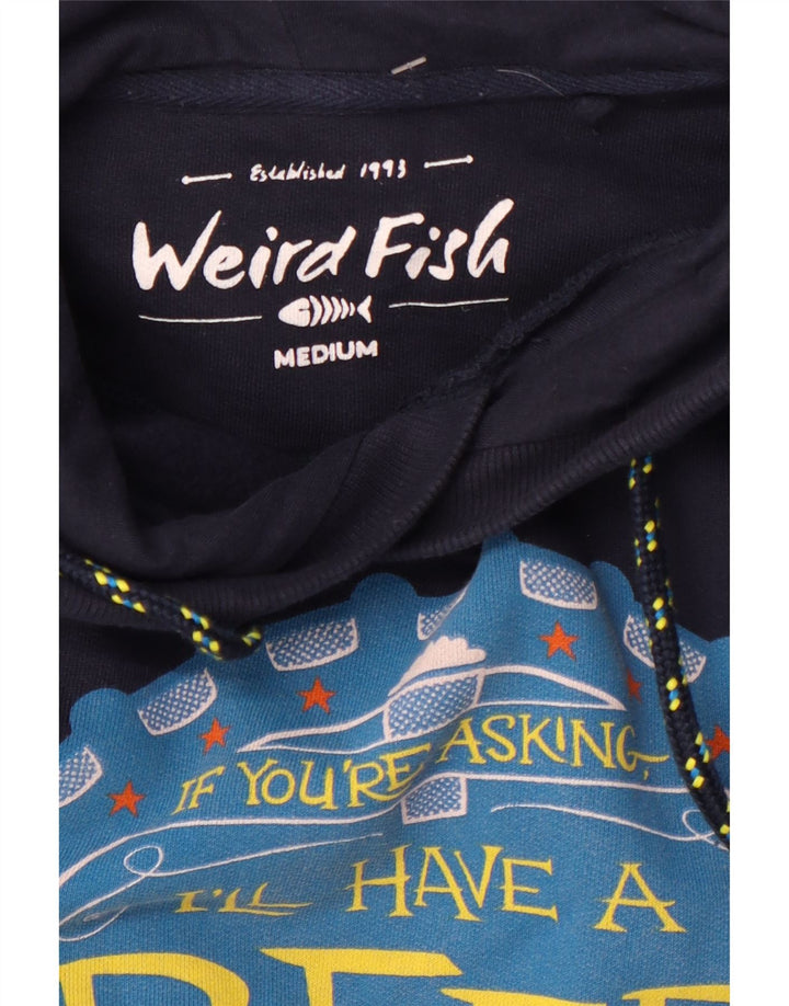 WEIRD FISH Masculino moletom com capuz gráfico médio azul marinho