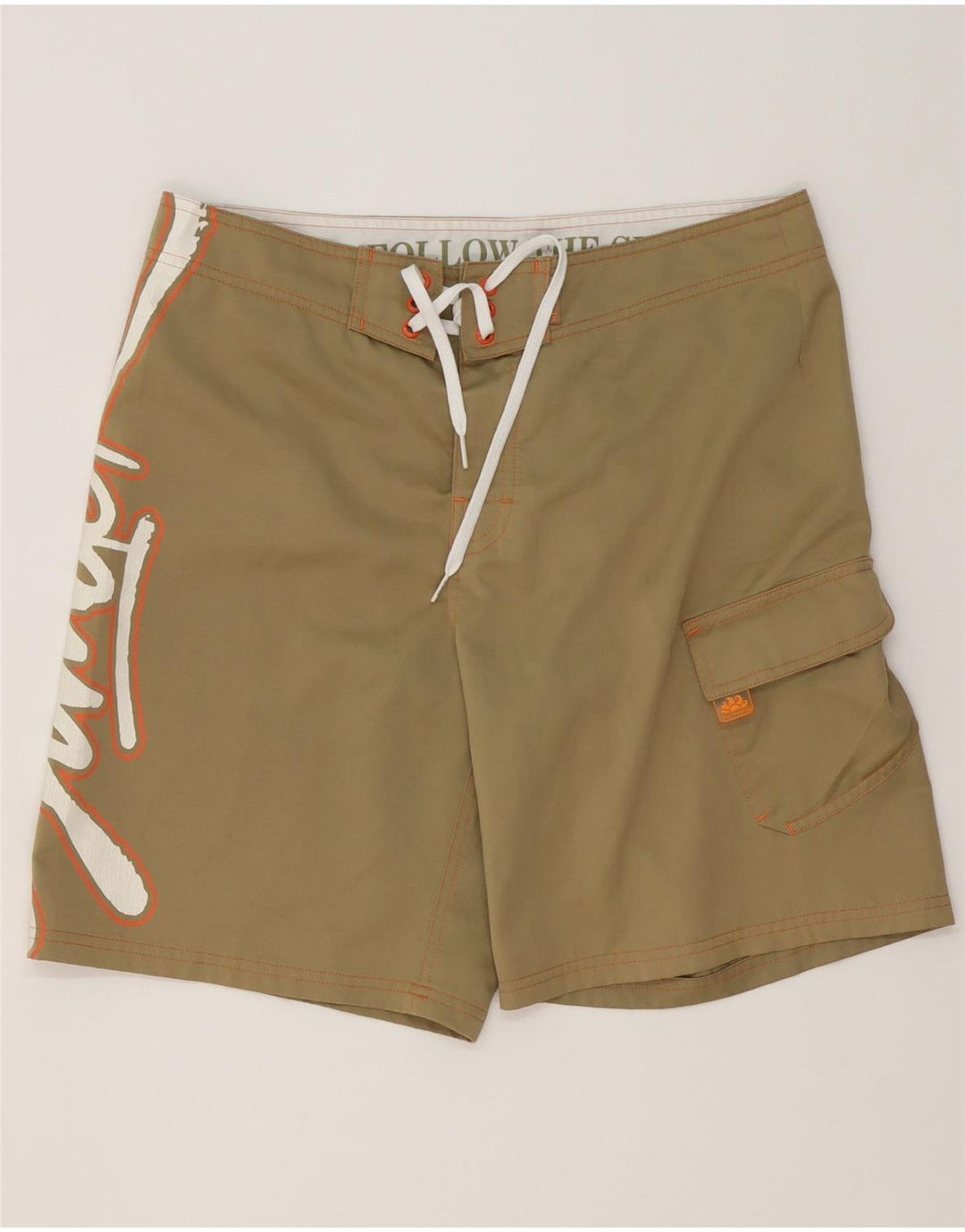 Sundek Mens Graphic Natação Shorts Poliéster Bege Médio
