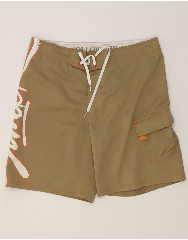 Sundek Mens Graphic Natação Shorts Poliéster Bege Médio