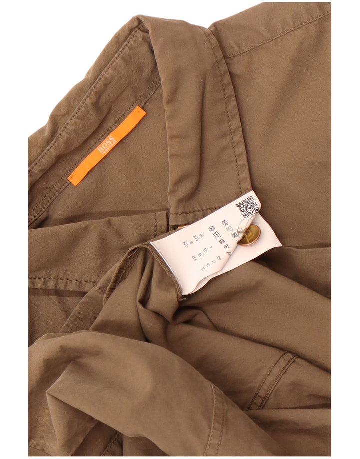 Jaqueta utilitária feminina Hugo Boss Reino Unido 8 algodão cáqui pequeno