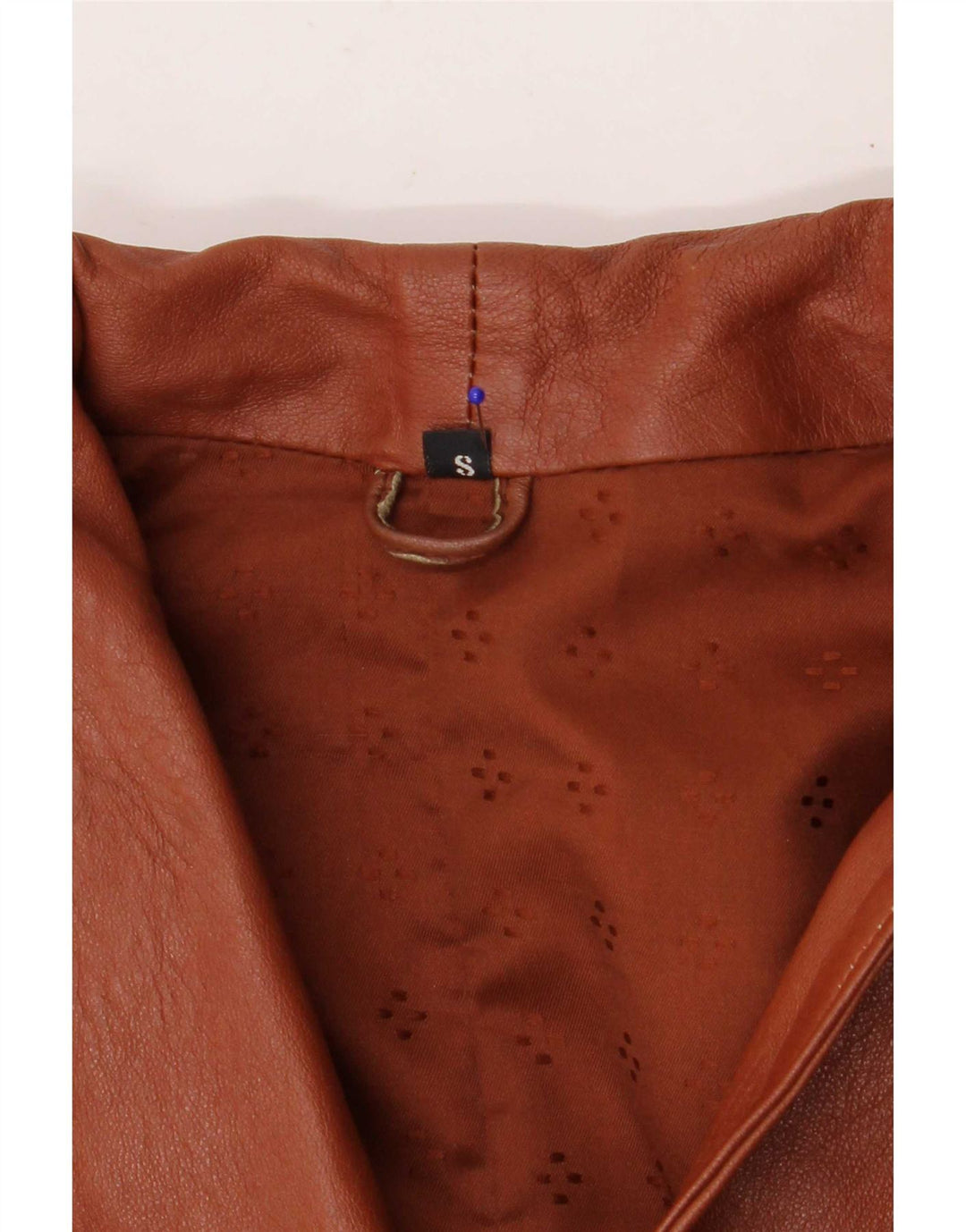 Jaqueta de couro feminina vintage UK 10 pequena marrom