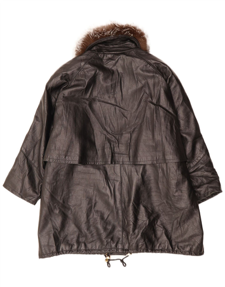 Casaco de couro feminino PAUL & WITE UK 20 2XL couro preto