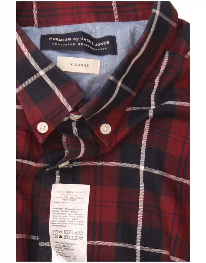 Camisa masculina Jack & Jones XL Borgonha xadrez algodão