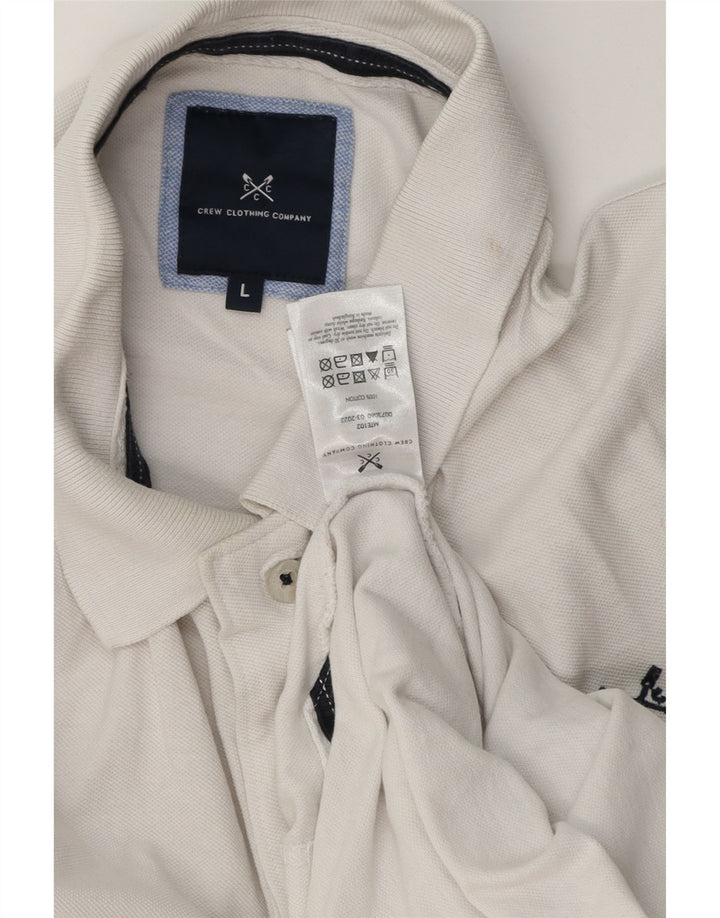 Camisa polo masculina Crew Clothing grande algodão branco