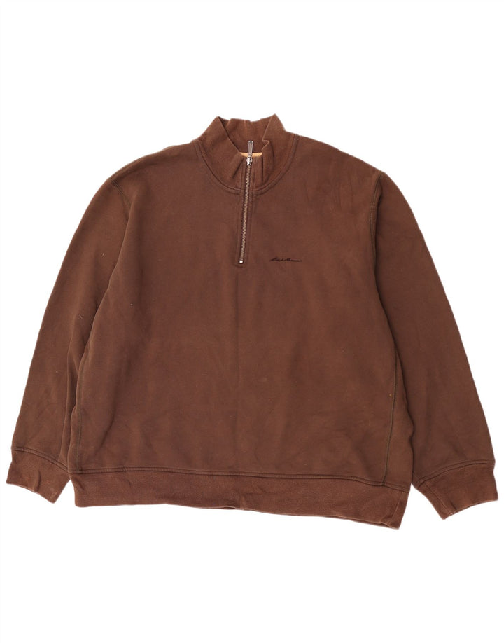 Eddie Bauer moletom masculino com zíper e gola 2XL algodão marrom