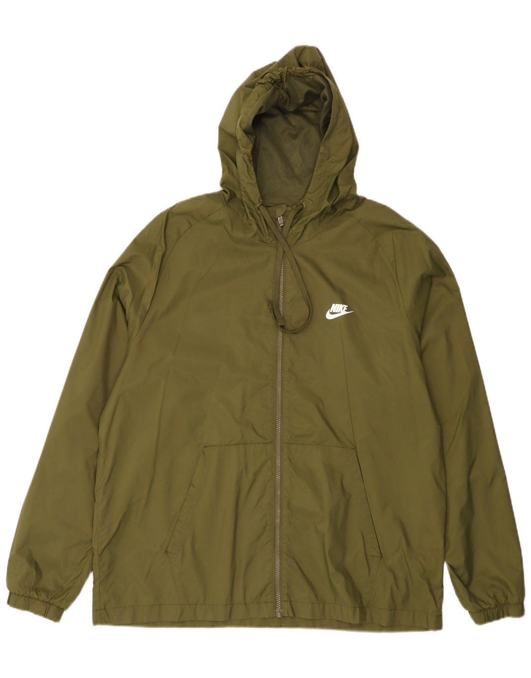 Jaqueta de chuva masculina com capuz Nike UK 42 XL cáqui nylon