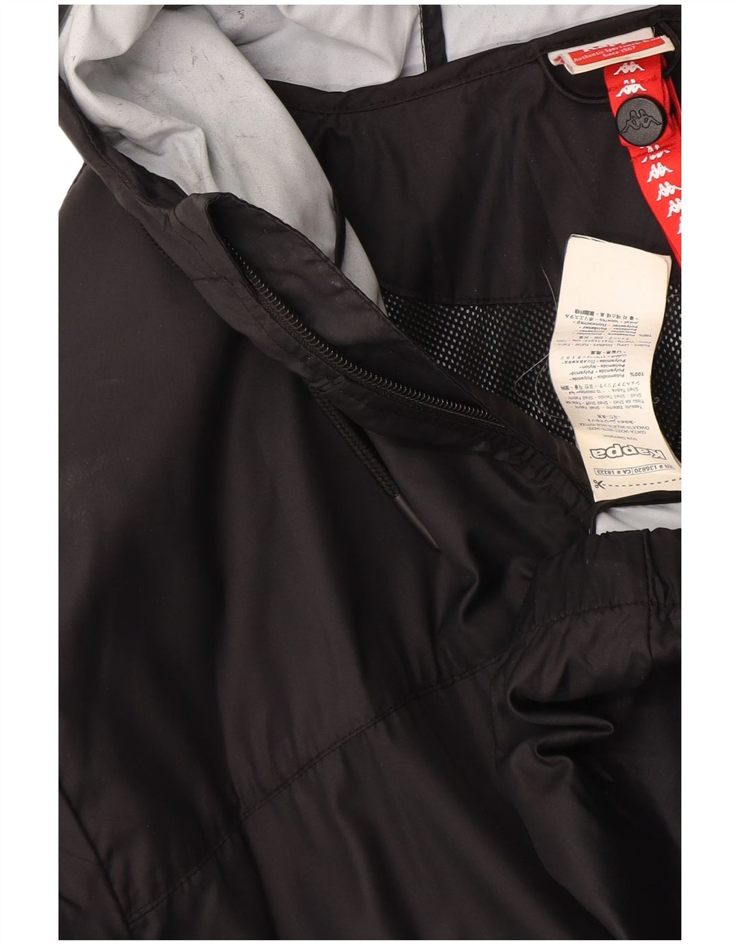 Jaqueta de chuva masculina Kappa com capuz UK 42 XL poliamida preta