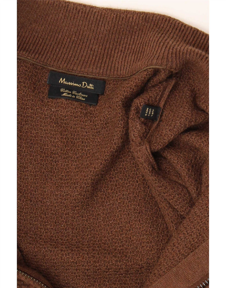 Suéter cardigã masculino Massimo Dutti grande algodão marrom