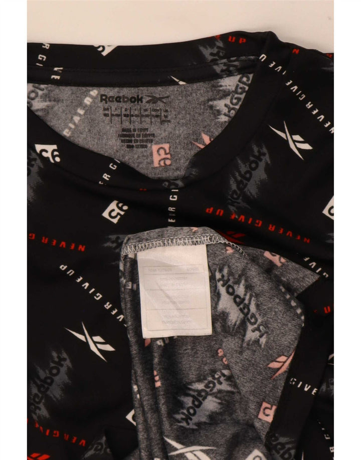 Camiseta gráfica Reebok Boys Top 11-12 anos médio preto poliéster