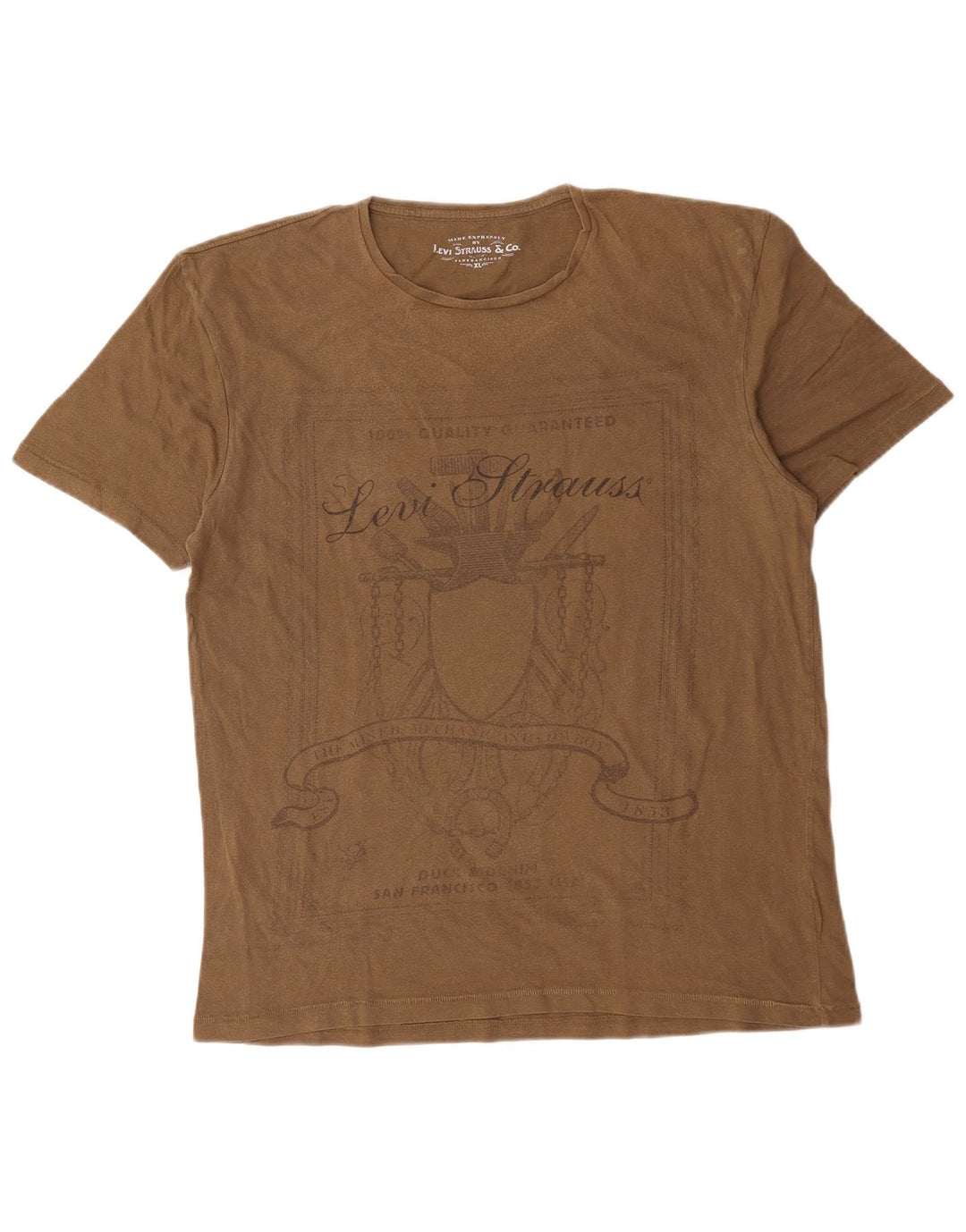 Camiseta gráfica masculina Levi's Top XL algodão marrom