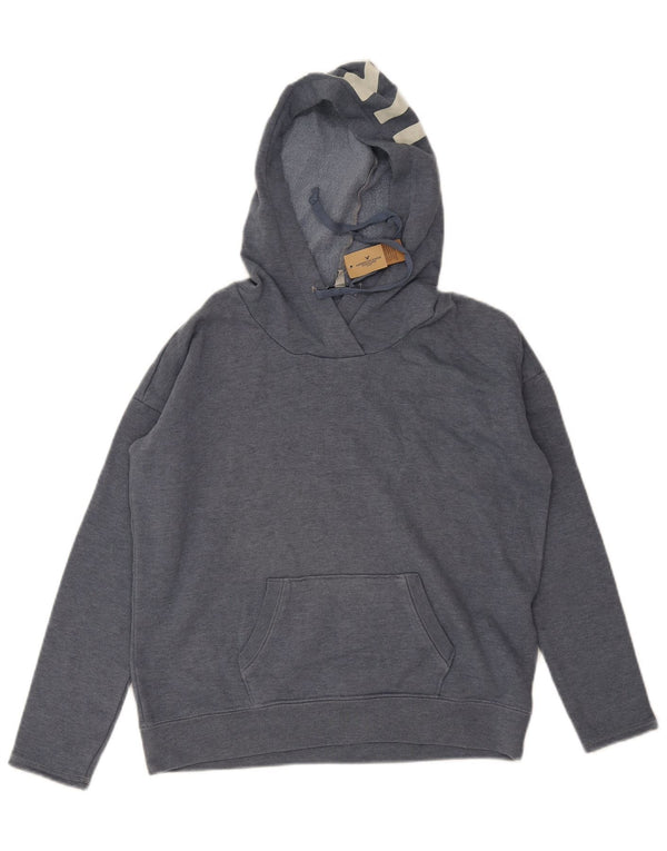 American Eagle moletom com capuz feminino grande com estampa gráfica UK 10 pequeno cinza