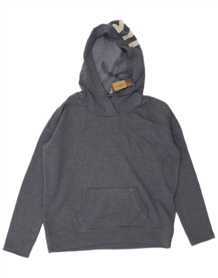 American Eagle moletom com capuz feminino grande com estampa gráfica UK 10 pequeno cinza