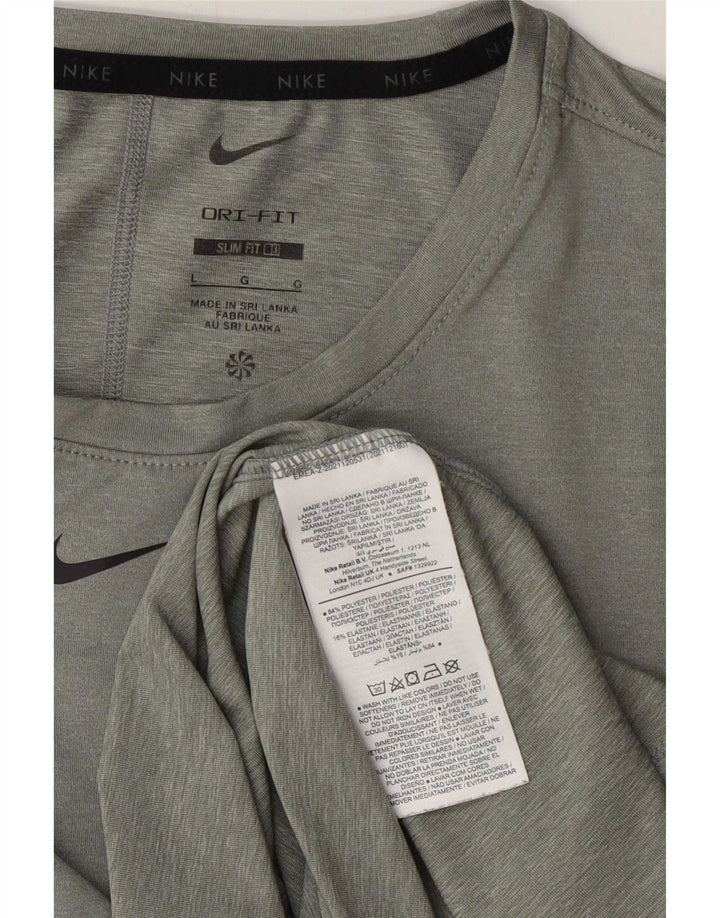 Camiseta feminina Nike Dri Fit Slim UK 16 grande poliéster verde