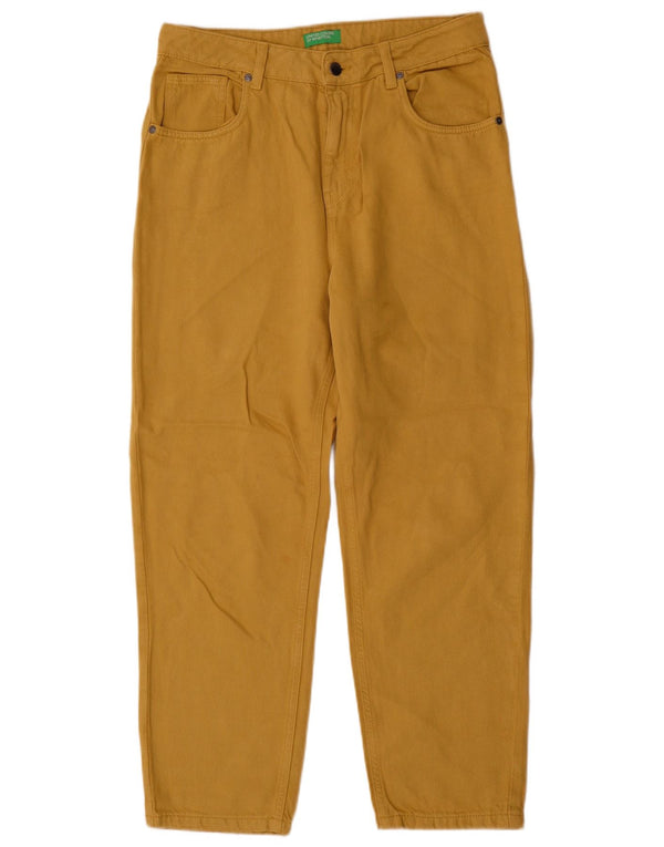 Benetton Mens Tapered Jeans W32 L28 Algodão Amarelo