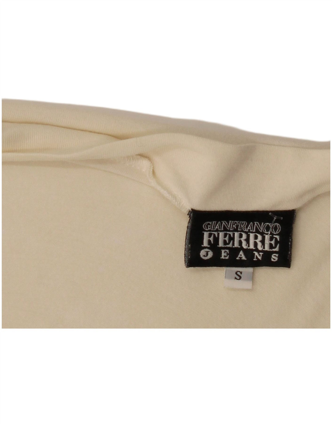 Gianfranco Ferre Top gráfico feminino manga comprida UK 10 pequeno off white