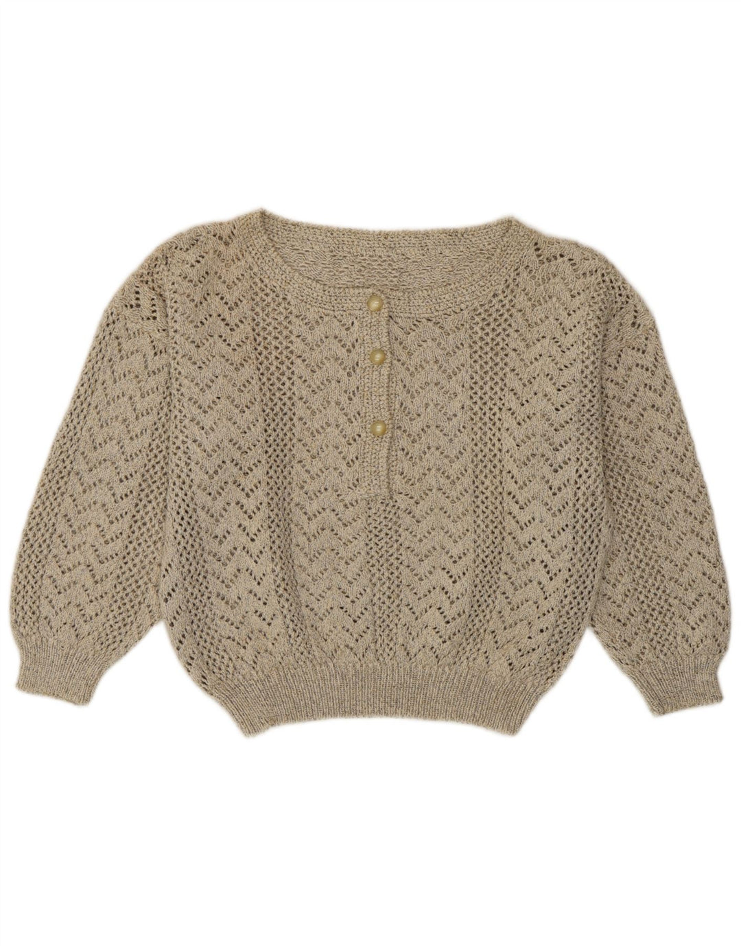 Suéter feminino vintage com gola canoa e decote em barco UK 12 cinza médio