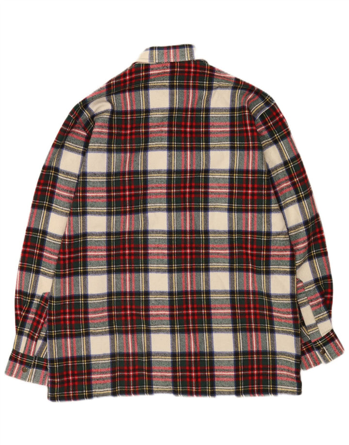 Camisa masculina vintage de flanela tamanho 39/40 lã xadrez vermelha média