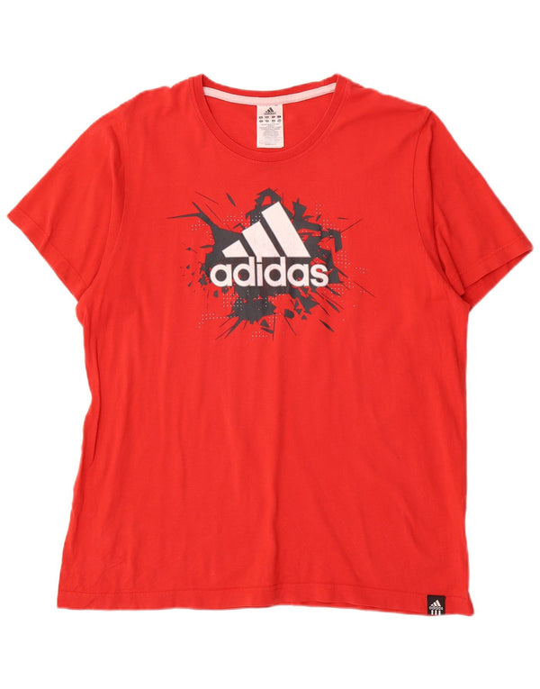 Adidas Mens Graphic T-Shirt Top Grande Algodão Vermelho