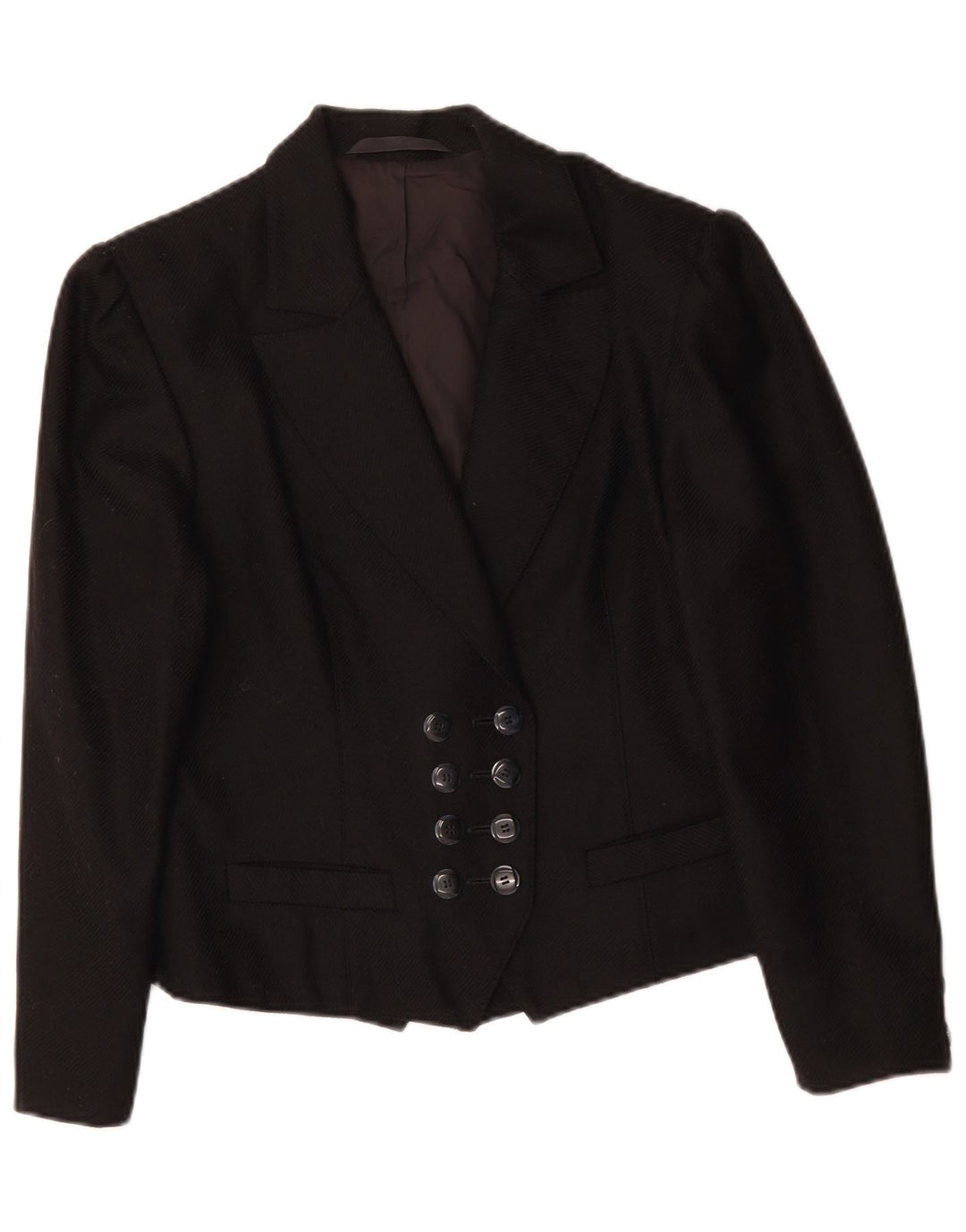 Jaqueta blazer feminina VINTAGE com peito duplo Reino Unido 14 médio preto