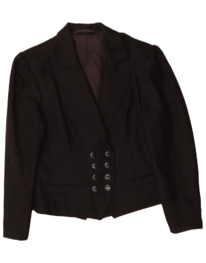 Jaqueta blazer feminina VINTAGE com peito duplo Reino Unido 14 médio preto
