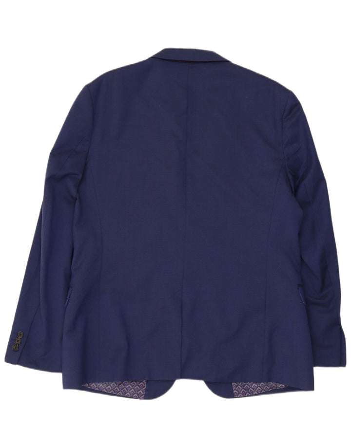 Jaqueta blazer masculina de 2 botões Ted Baker EUA 44 2XL lã azul
