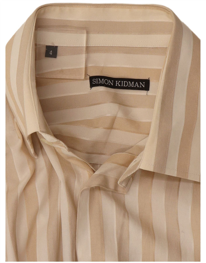 Camisa masculina vintage grande listrada bege