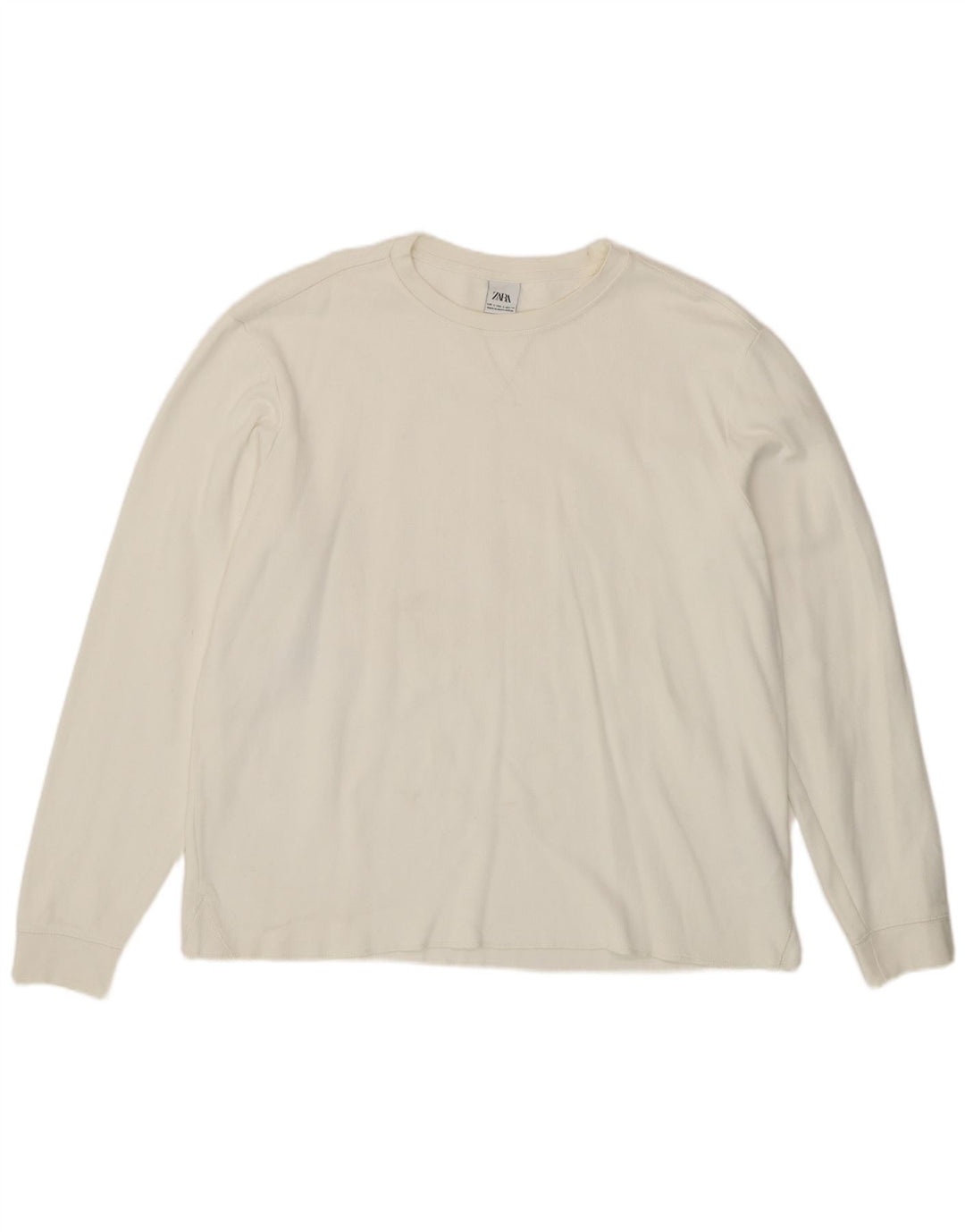 Zara Top masculino manga comprida grande algodão branco