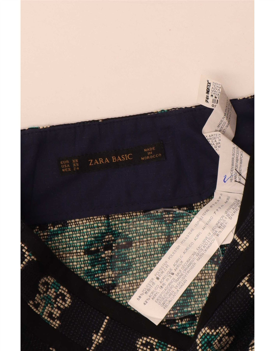 Mini saia feminina Zara XS W24 azul marinho paisley poliéster