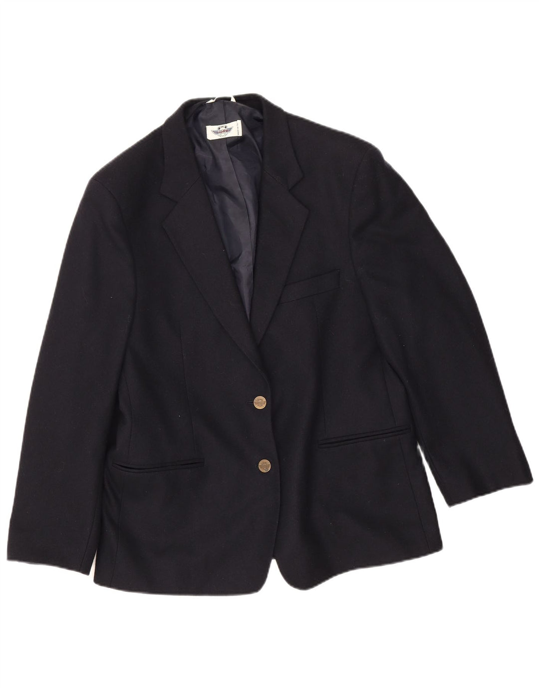 Jaqueta blazer feminina vintage manga 3/4 2 botões IT 46 grande lã azul marinho