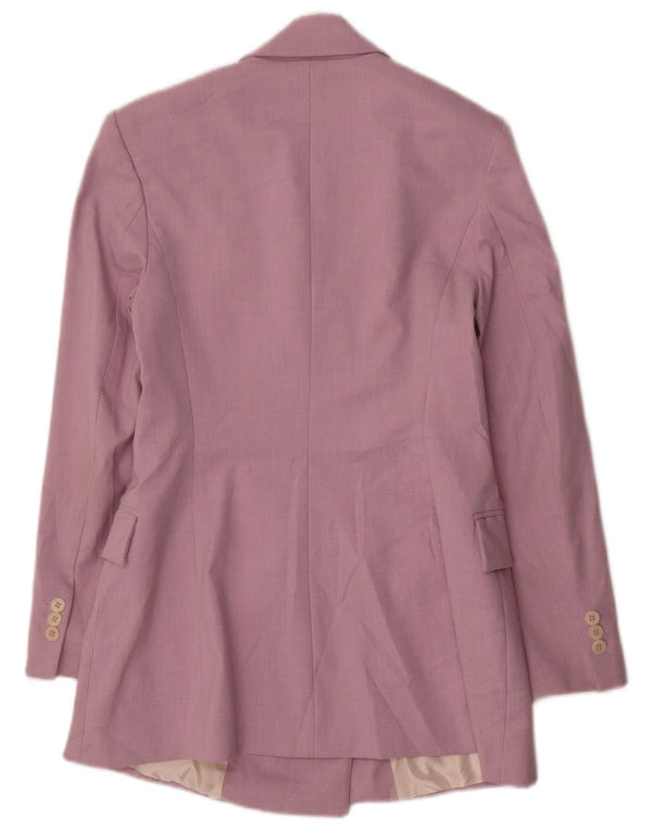 Jaqueta blazer feminina Zara com peito duplo Reino Unido 12 poliéster rosa médio