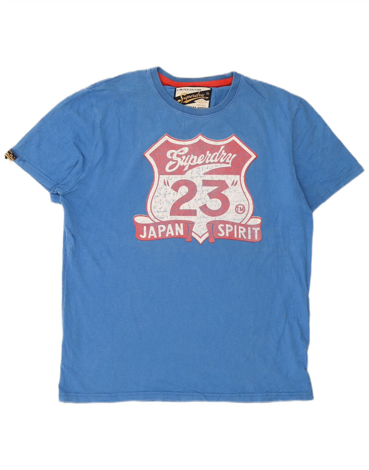 Camiseta gráfica masculina Superdry Top 2XL algodão azul