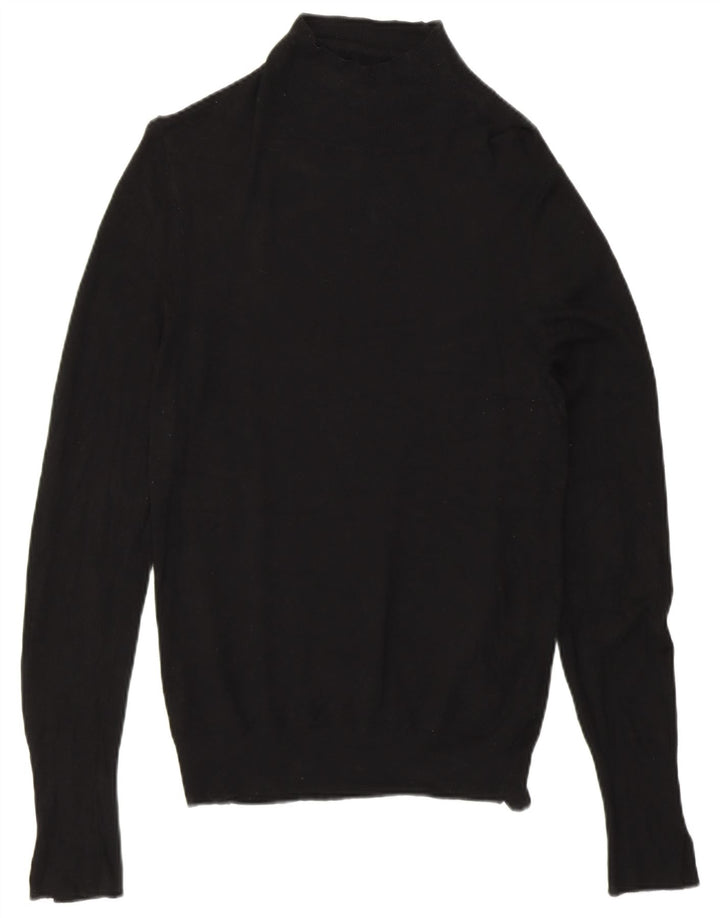 Suéter feminino Zara com gola tartaruga Reino Unido 14 viscose preta média