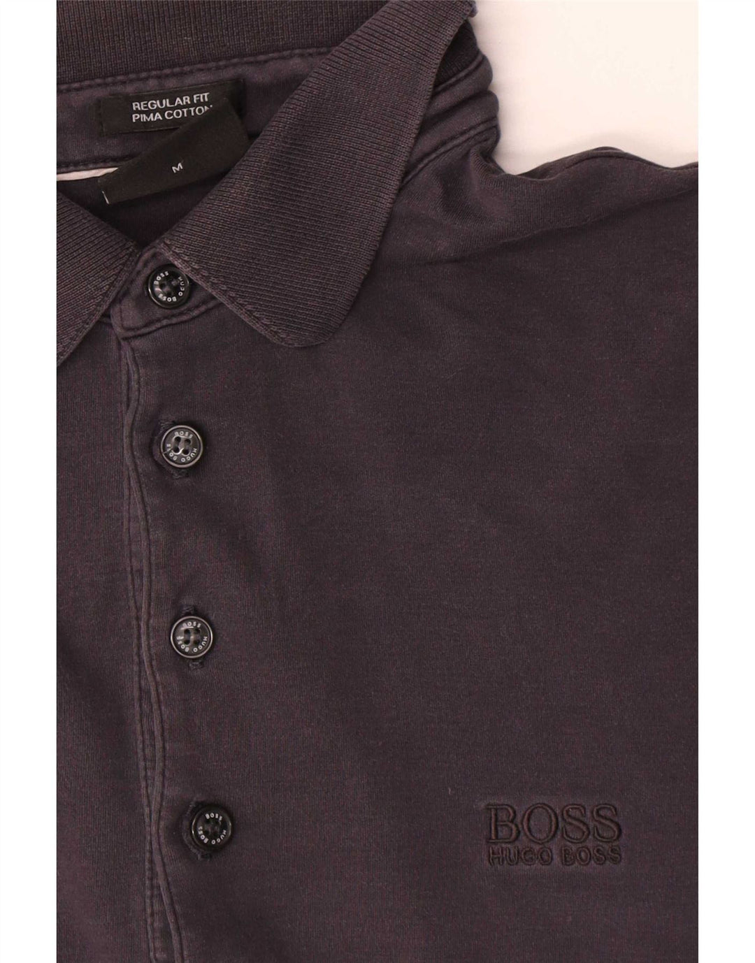 Camisa polo masculina Hugo Boss manga comprida regular fit algodão preto médio