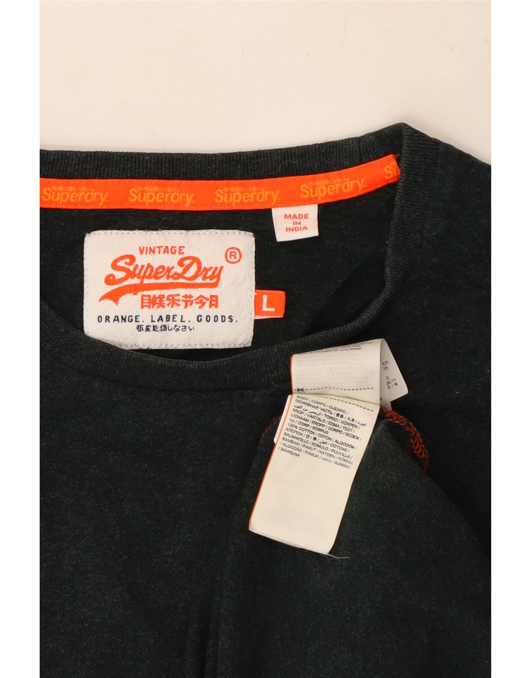 Camiseta masculina Superdry grande algodão preto