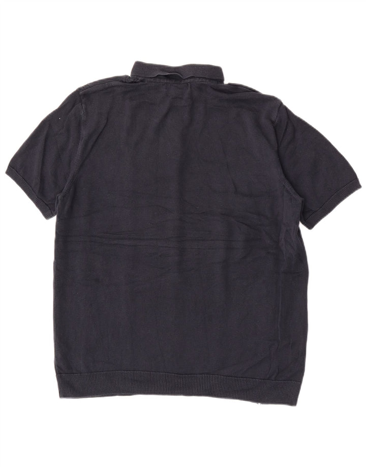 Suéter masculino Marks & Spencer Autograph com gola polo azul marinho médio