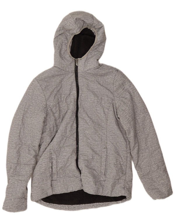 Jaqueta New Balance Feminina Sherpa com Capuz UK 14 Médio Cinza Espinha de Peixe