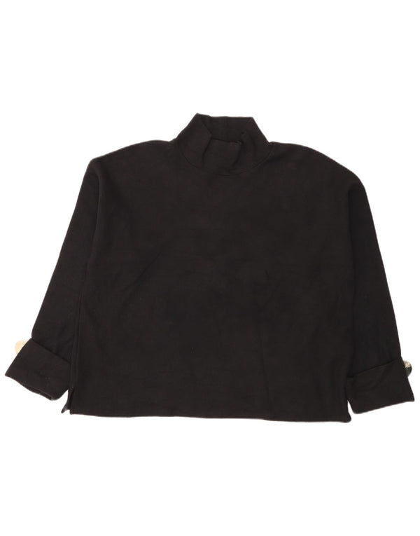 Zara Top feminino oversized manga comprida Reino Unido 14 algodão preto médio