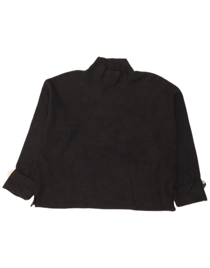 Zara Top feminino oversized manga comprida Reino Unido 14 algodão preto médio