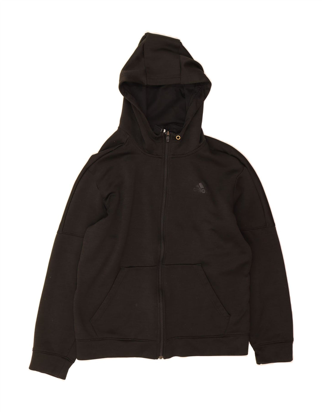 ADIDAS Womens Zip Hoodie Sweater UK 16 Large Black Vintage Adidas and Second-Hand Adidas from Messina Hembry 