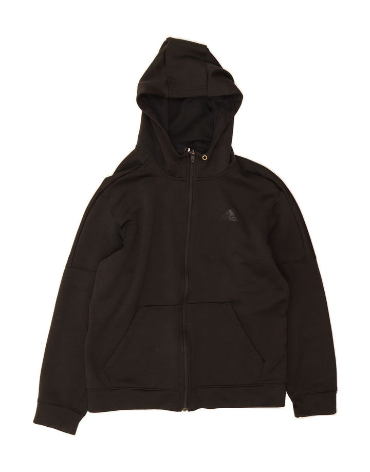 ADIDAS Womens Zip Hoodie Sweater UK 16 Large Black Vintage Adidas and Second-Hand Adidas from Messina Hembry 