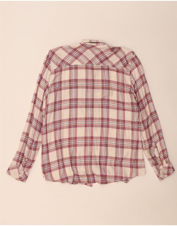 Camisa feminina de flanela GAP Reino Unido 16 grande rayon xadrez bege