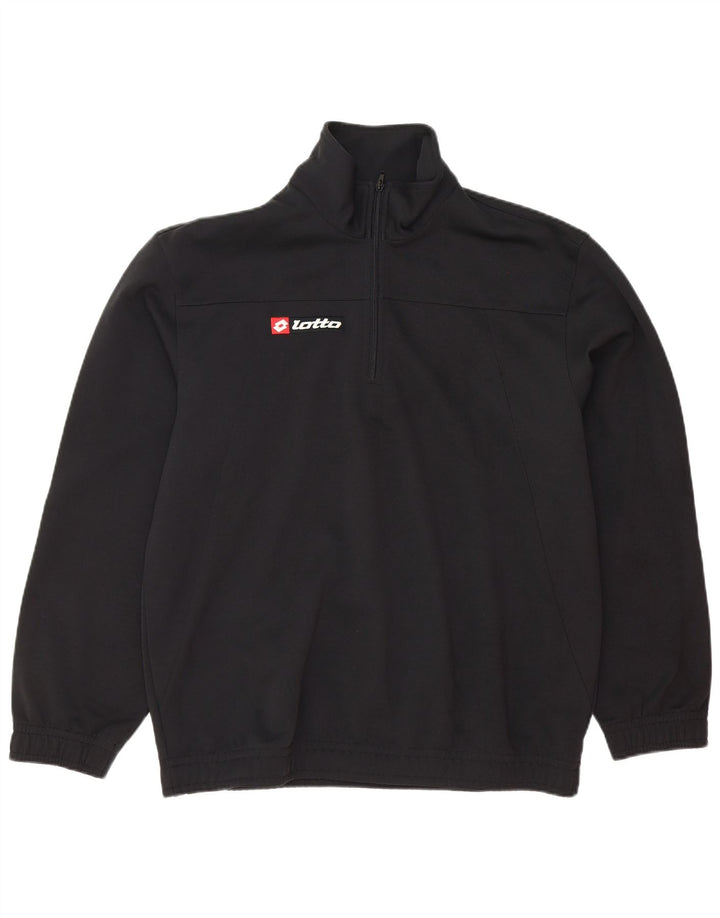 Lotto Mens Zip Neck Pullover Treino Top XL Preto Poliéster Esportes