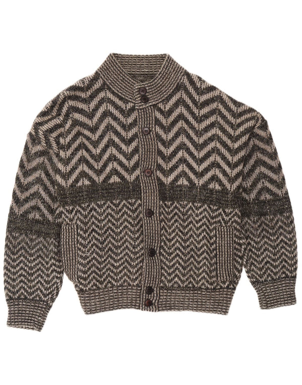 Suéter Cardigan Masculino Vintage XL Cinza Chevron