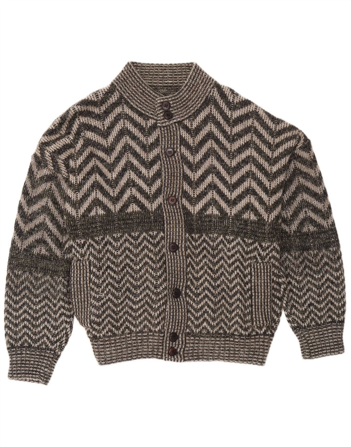 Suéter Cardigan Masculino Vintage XL Cinza Chevron