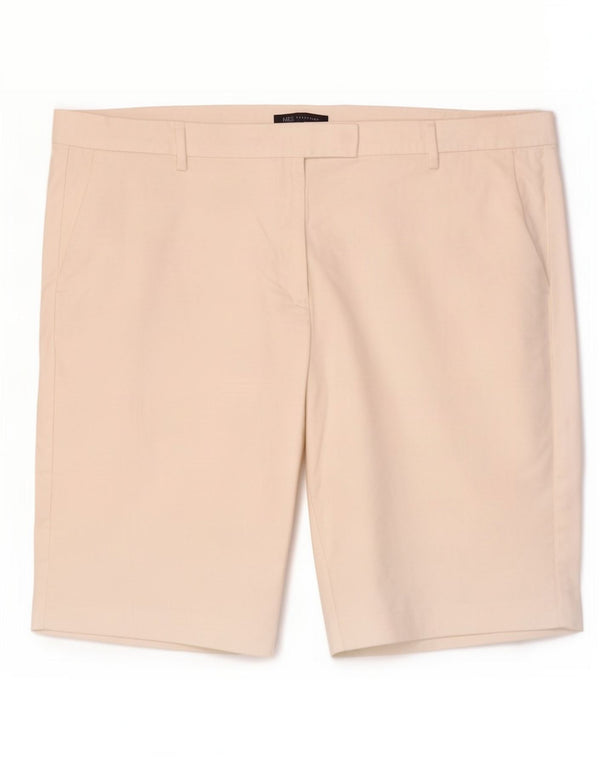 Shorts chino feminino de cintura alta Marks & Spencer Reino Unido 22 3XL W44 algodão branco